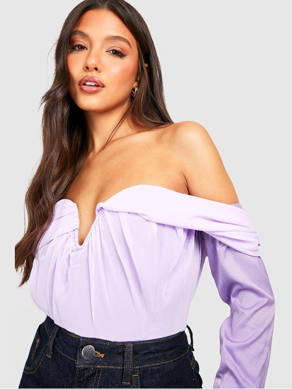 Chiffon Bardot Bodysuit Top